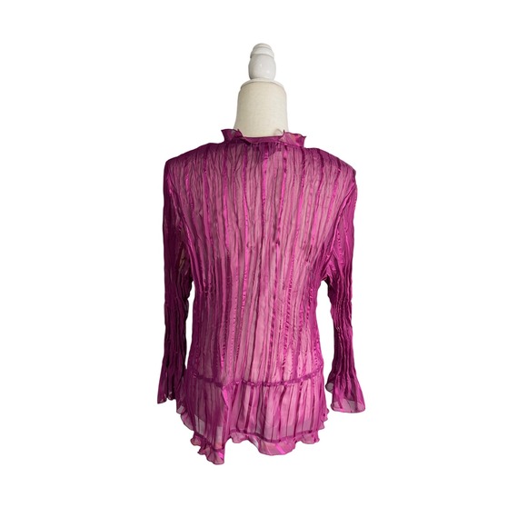 Y2K Studio 1940 Women's Sheer Ruffle Tie Front Kimono Blouse Top XL - Picture 2 of 5